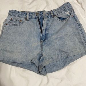 Distressed high waisted mom shorts